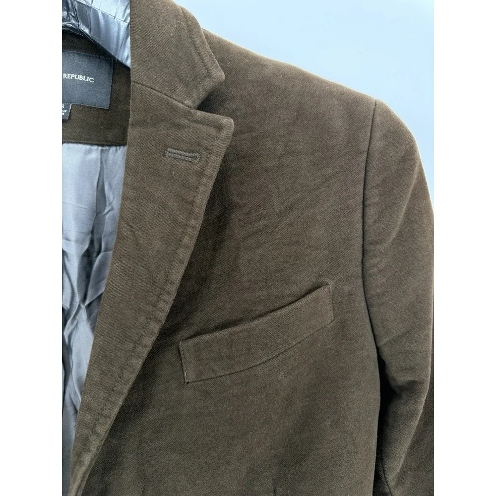Banana Republic Men's Small Stretch Moleskin Brown Topcoat Hidden Buttons
